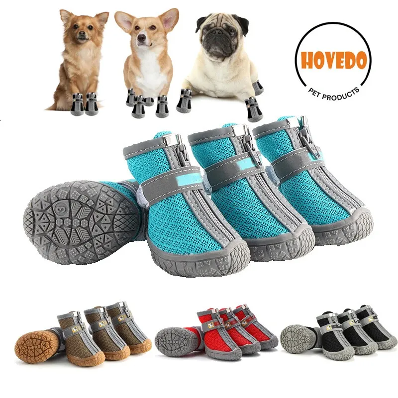 4PCSSet Waterproof Summer Dog Shoes Anti-Slip Rain Boots Footwear Protector Breattable For Small Cats Puppy Dogs Socks Booties 240115