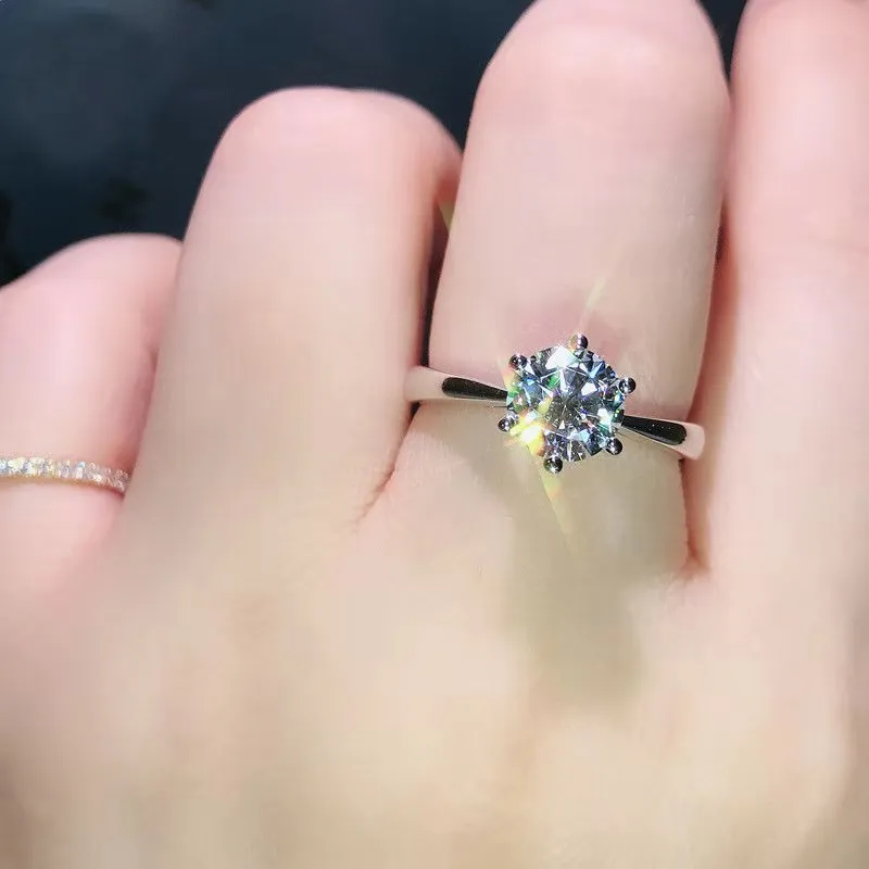 Anéis de banda 3ct anel de diamante solitário mulher prata 925 ouro amarelo moissanite anel de noivado casamento 2ct moissanite anel com certificado j230522