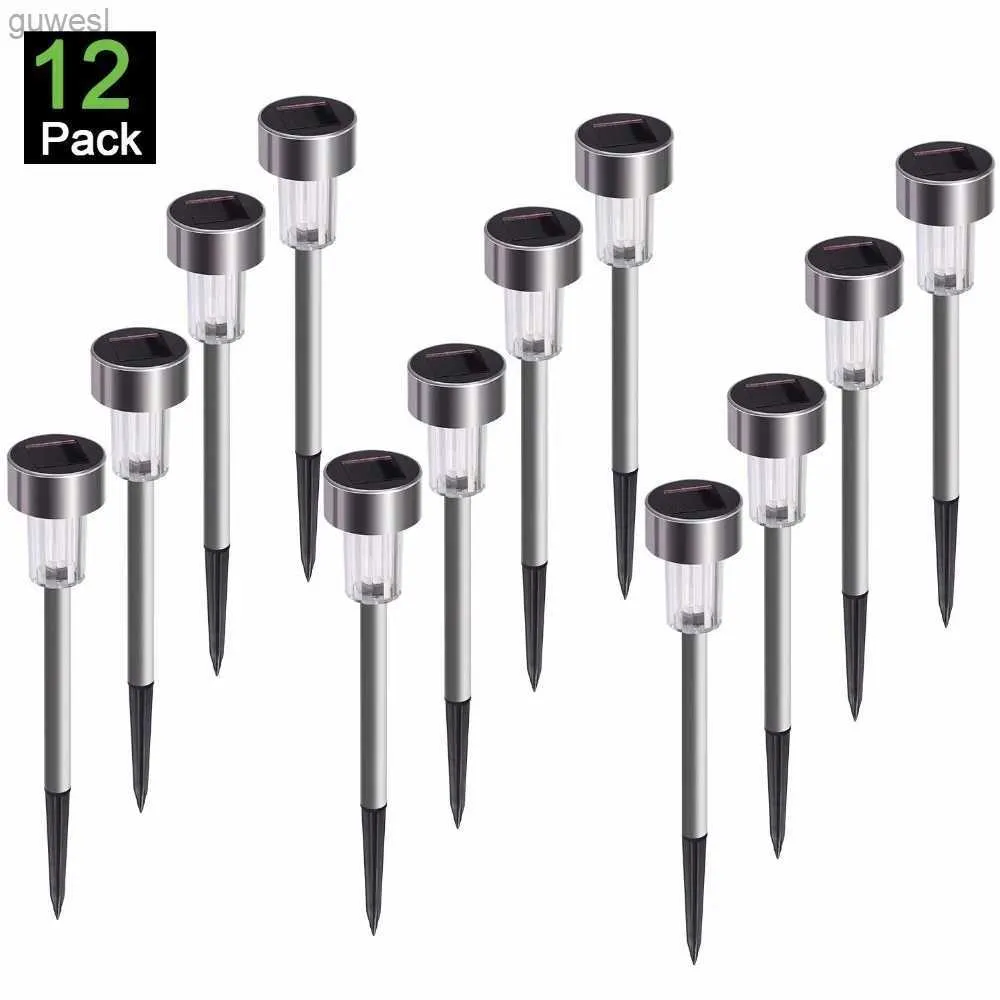 Lâmpadas de gramado 12Pack Solar Garden Light Outdoor Solar Powered Lamp Lanter Iluminação de paisagem à prova d'água para Pathway Pátio Quintal Decoração de gramado YQ240116