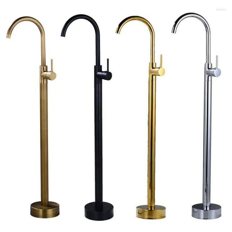 Bathroom Sink Faucets Bathtub Faucet Solid Brass Floor Standing Basin Modern Matte Black