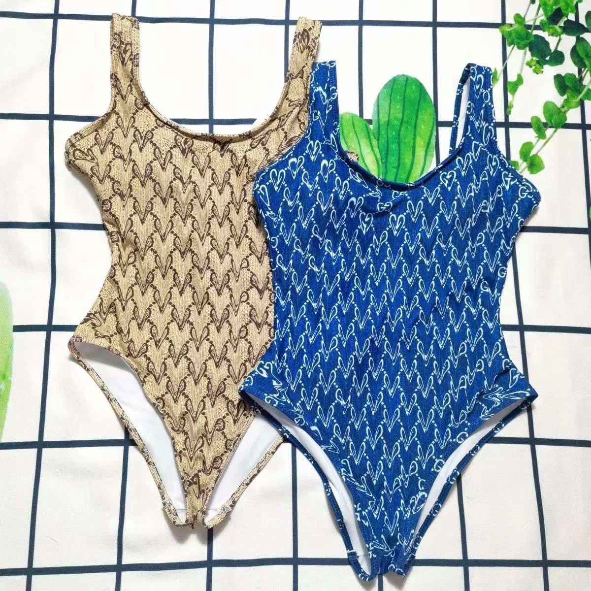 High-end Swimwear Designer Bikini Swimsuits 2024 Solid Ribbed One Piece Swimsuit Female High Waist Bathing Suit Summer Beach Wear Swimming Monokini