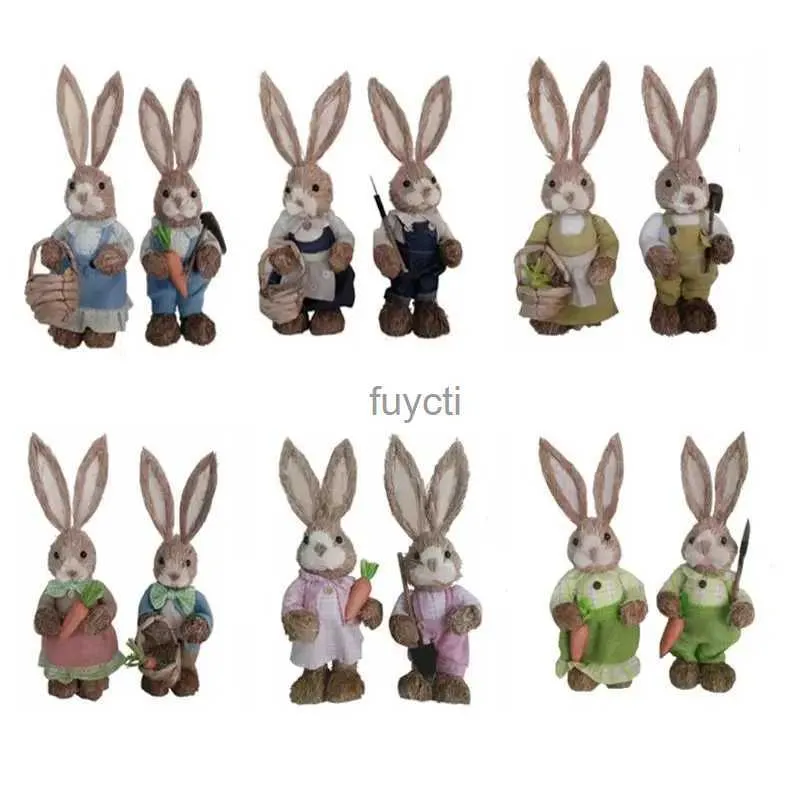 Other Event Party Supplies 2Pcs/set 6 Styles Cute Straw Rabbit Bunny Easter Decorations Holiday Home Garden Wedding Ornament Photo Props Crafts YQ240116