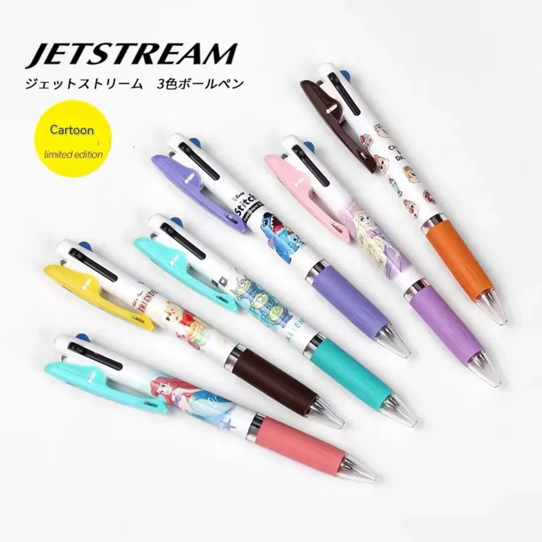 Uni jetstream edição limitada caneta esferográfica tri-color multifuncional push bar tipo 0.5mm kawaii artigos de papelaria material escolar 240116