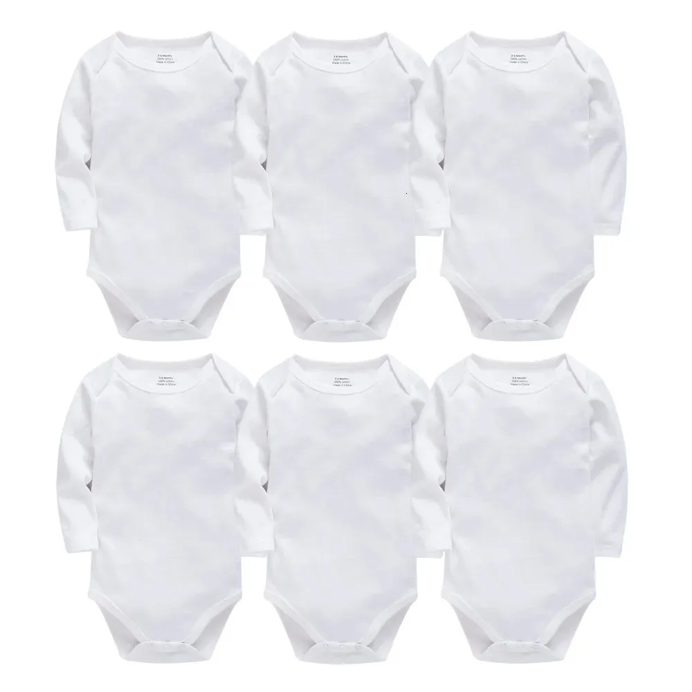 Summer Fall Baby Bodysuits Cotton Born Boy Girl Long Sleeve Set White Blank Body Bebes Baby Girl Onesie Solid Jumpsuits 240116