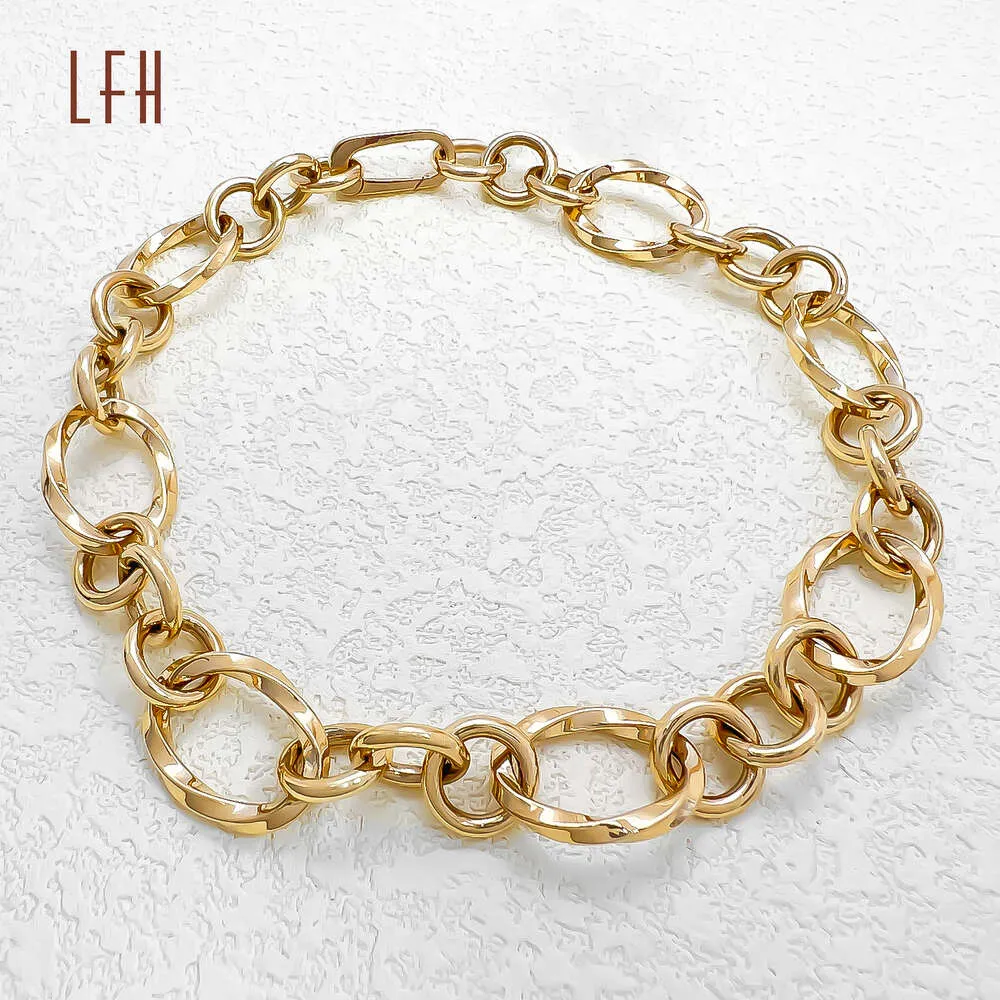 LFH Hiphop Saoedische gouden sieraden verpandbare groothandel bulk link O-vorm geometrische gouden echte ketting bedelarmband