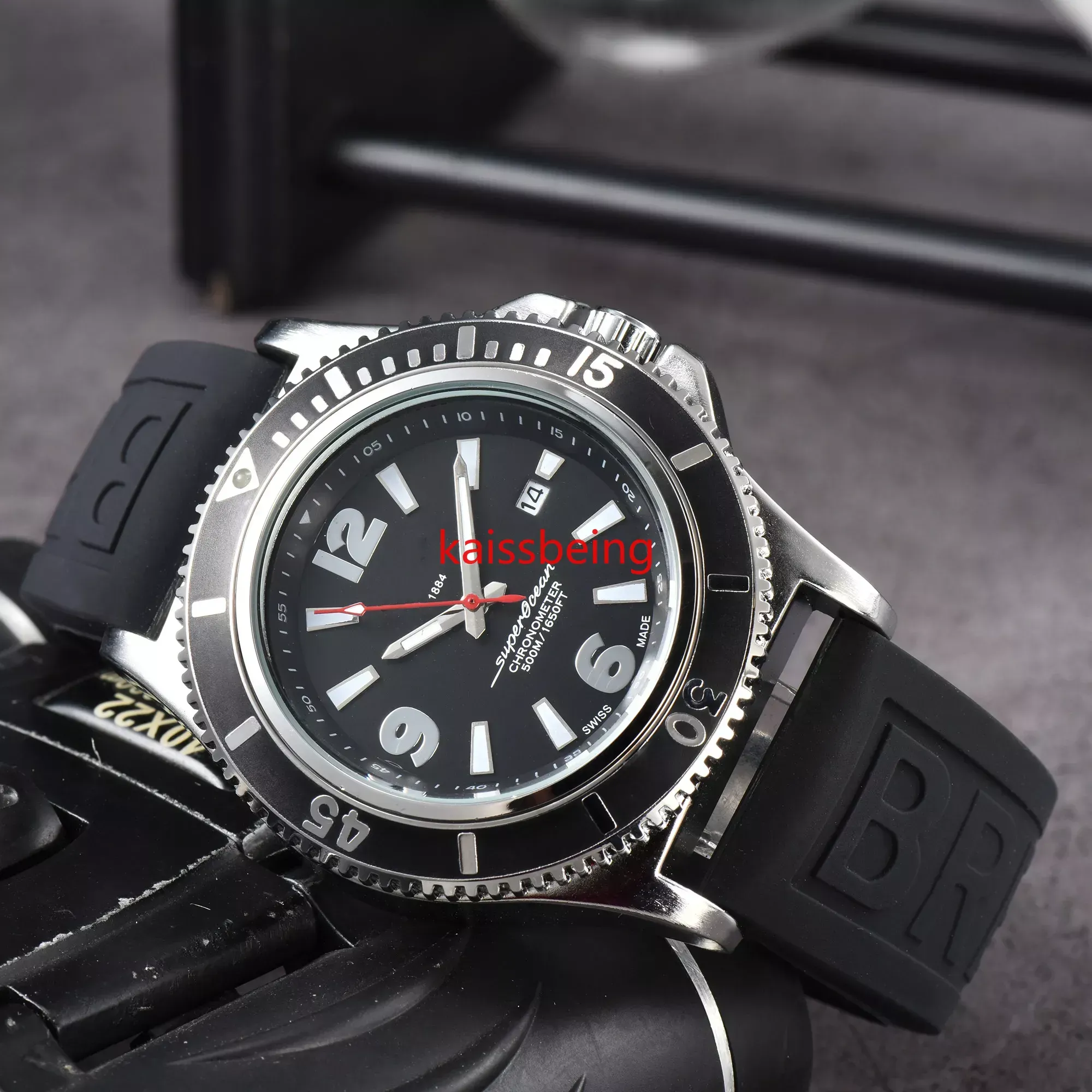 des Breitl Wrist Watches for men 1884 Watches Three needles Quartz Watch High Quality Top Luxury Brand Clock calendar function Super Fashion Rubber Strap