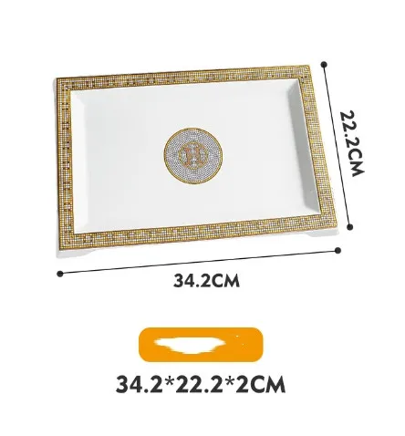 Top Square Plate European Creative Mosaic Edge Coffee Afternoon Tea Cutlery Tray Steak Western Dessert Ceramic Plate