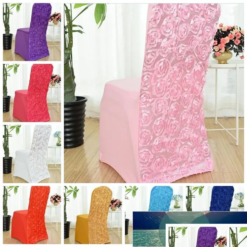 13 colours wedding chair cover spandex rose embroider chair cover universal el banquet party decoration