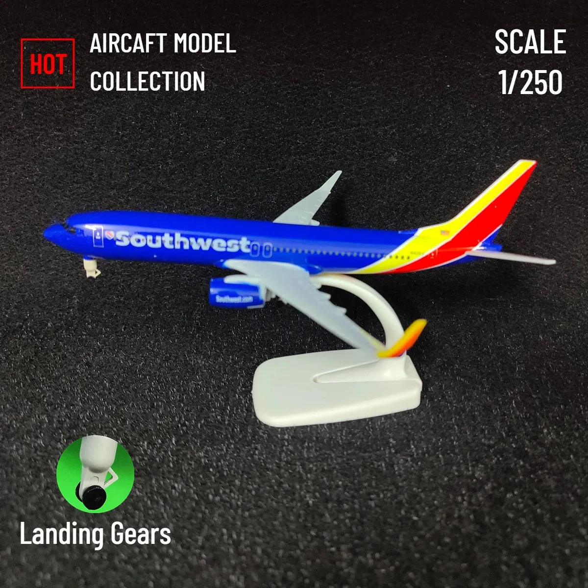 Skala 1 250 Metal Aircraft Model Replica Southwest Airlines B737 Airplane Aviation Decor Miniature Art Collection Kid Boy Toy 240115