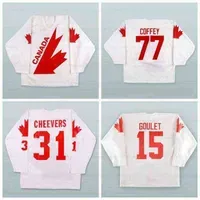 college wearcollege wearCollege Hockey Wears Custom 1976 Gerry Cheevers 31# Canada Cup Hockey Jersey 15# Michel Goulet 1987 Paul Coffey #77