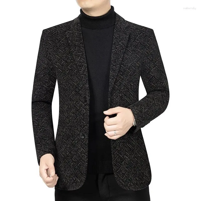 Men's Suits Men Winter Casual Woolen Blazers Jackets Business Coats Wool Blends Male Fleece Slim Fit Mens Clothing