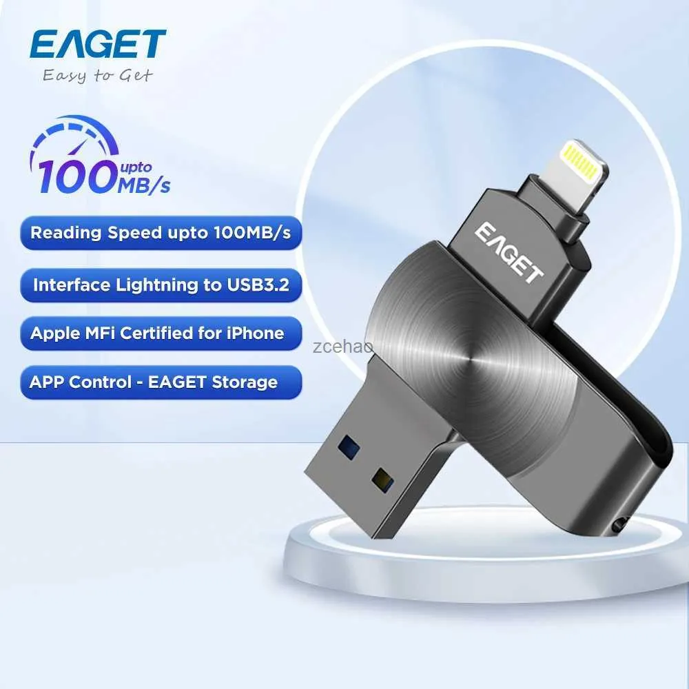 USB Flash Drives EAGET I66 1T USB Flash Drive MFI Aydınlatma USB 3.2 Pendrive USB Anılar İPhone iPad PC Telefonları Dizüstü Bilgisayarlar