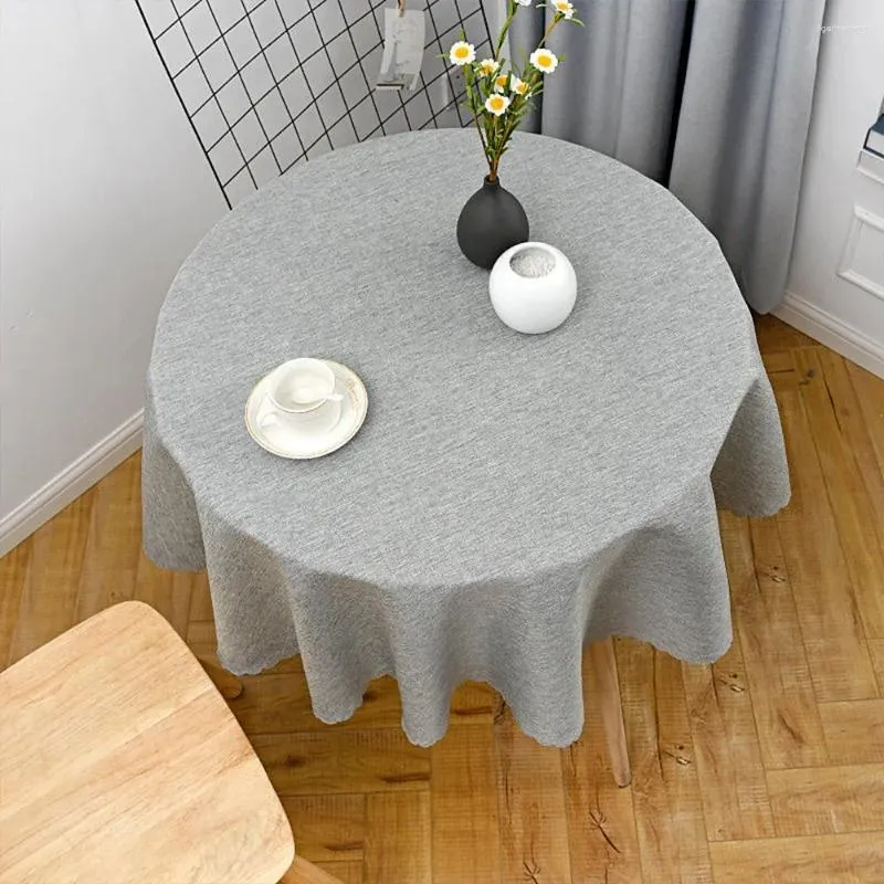 Table Cloth Round Tablecloth Solid Color Cotton Linen Elegant Clothes Wedding For Dining Party Event Cover