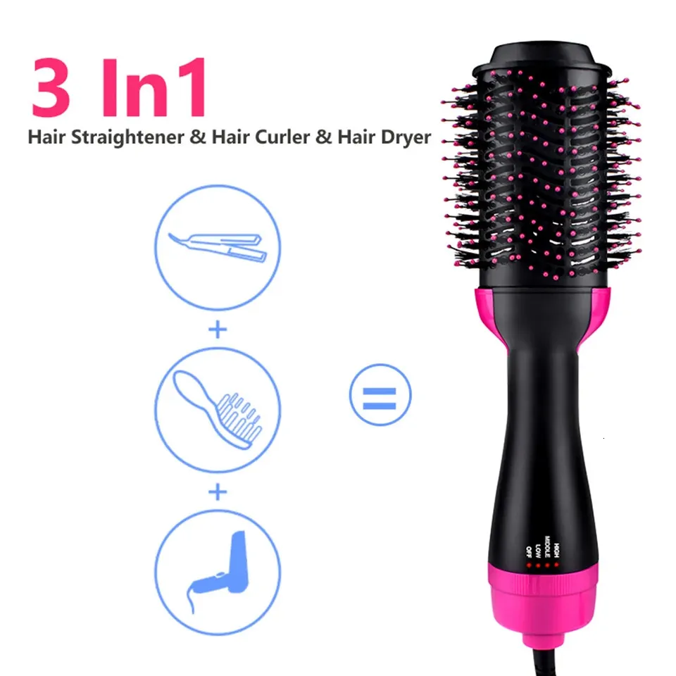 Voluminous Hair One Step Hair Dryer Brush 2024 Salon Air Paddle Straightener Curler With Ionic Technology Black From Pong04 13.21 DHgate.Com
