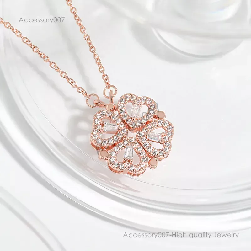 designer bijoux collier Clover Fashion Designer Pendentif Colliers pour Femmes Cristal Aimant Amour Coeur En Acier Inoxydable Collier Ras Du Cou Argent