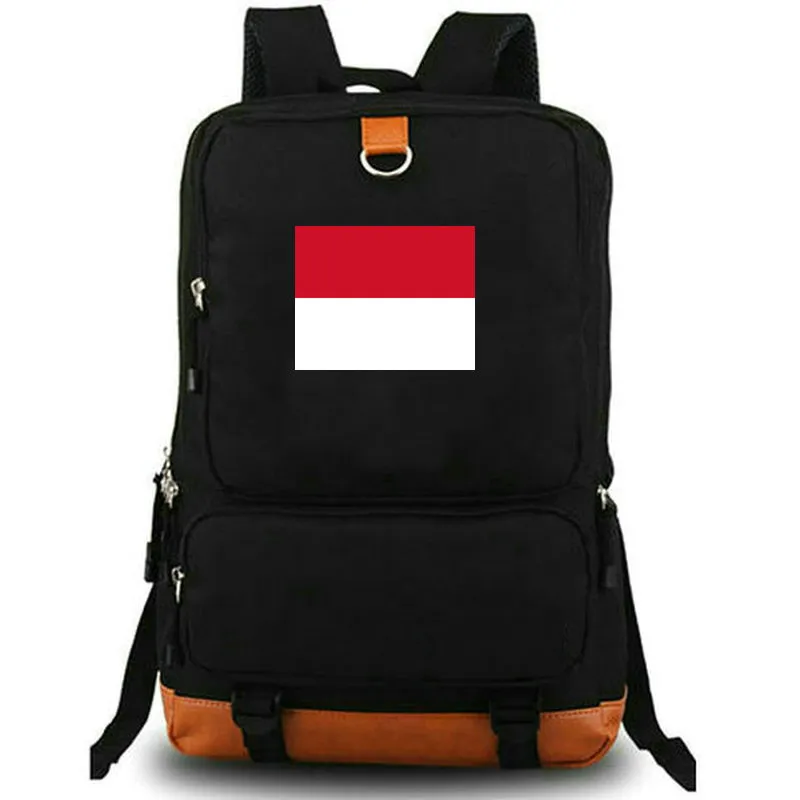 Monaco Sırt Çantası MCO Ülke Bayrağı Gündap Monte Carlo School Bag Ulusal Banner Baskı Sırplı Leisure Schoolbag Dizüstü Day Pack