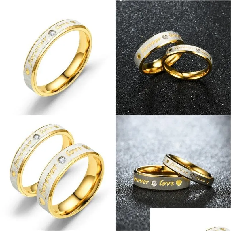 Çift Yüzük Aşk Çift Yüzük severler Nişan Zarif Hypotenuse İplik Yüzey Kristal Rhinestone Ring Mücevher Süsleme 2 65TS DR DHT1F