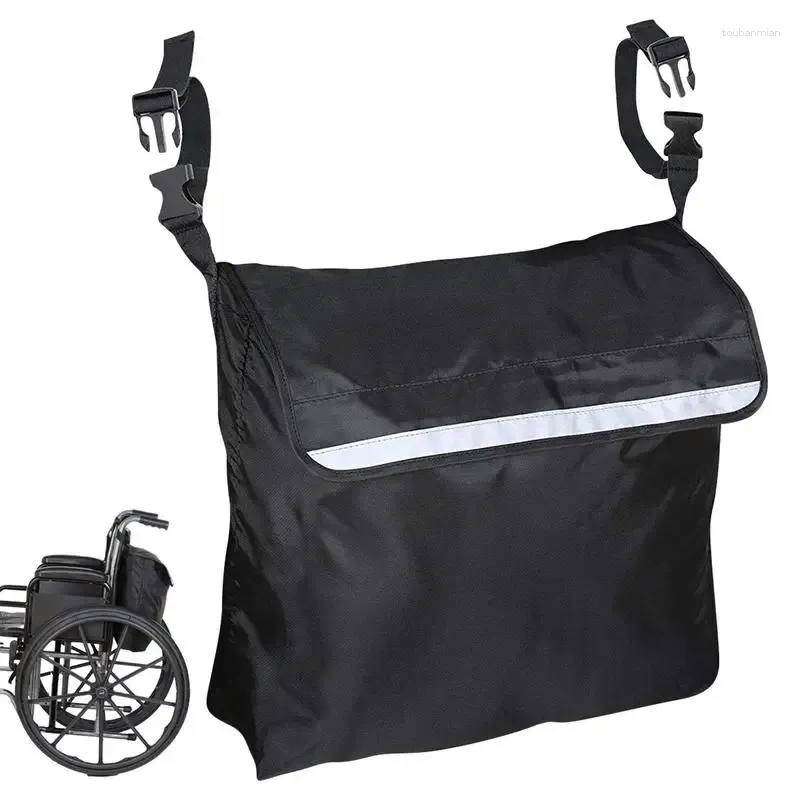 Сумки для хранения Рюкзак для инвалидной коляски со светоотражающим ремешком Большая вместимость Аксессуары для инвалидных колясок и ходунков Черные боковые сумки