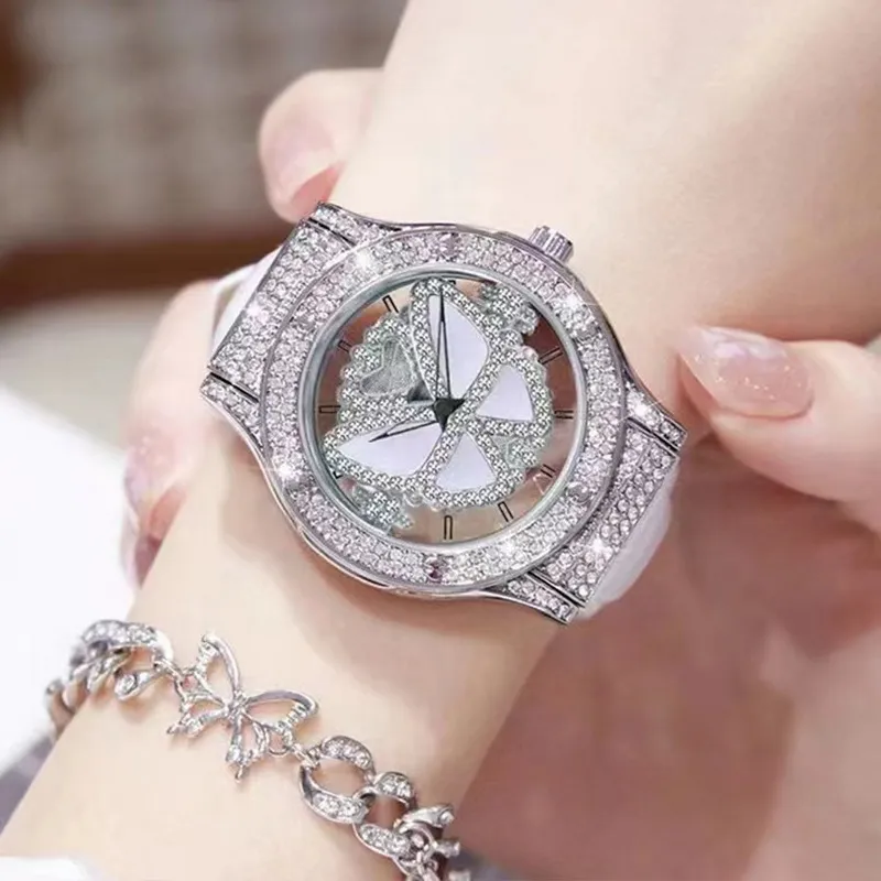 Stora fjäril Butterfly Women Designer armbandsur Diamants Life Waterproof With Box Lady Luxury Dial 38mm Quartz Watchs No431