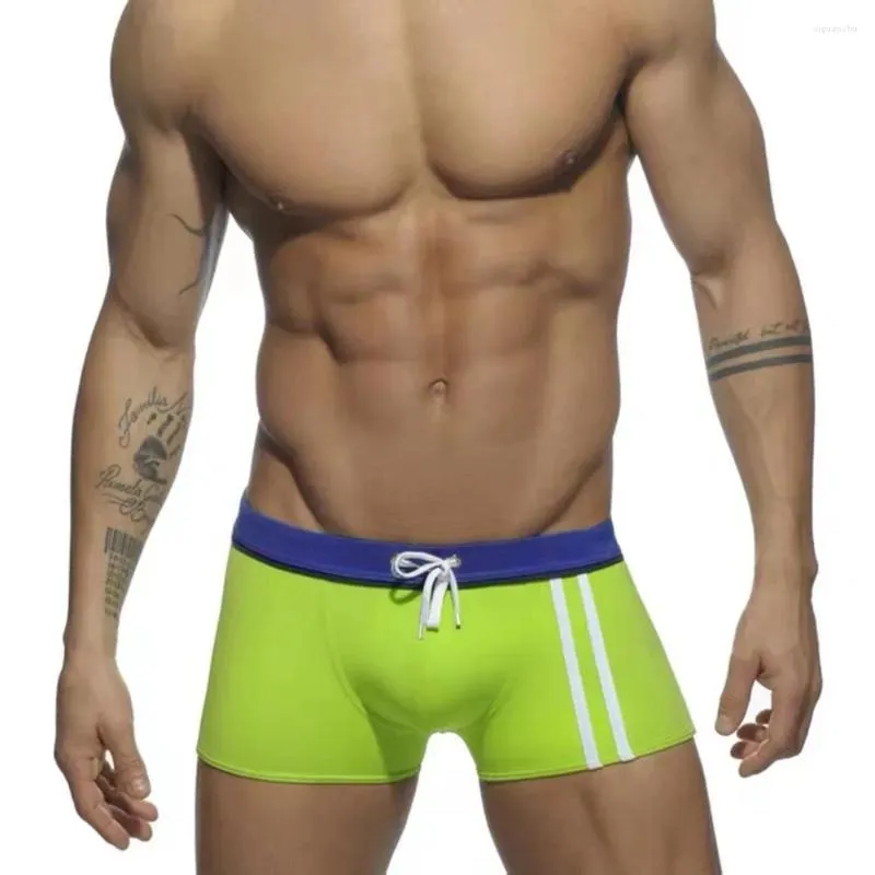Underpants Men's Flat Angle Swimming Trunks Fashion Sexy Low Waisted Boxer Shorts Beach Training