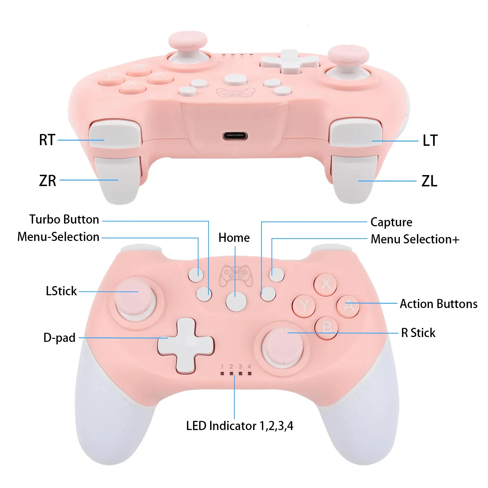 BT Wireless Game Controller For Switch Pro Lite Oled Gamepad Joystick ...