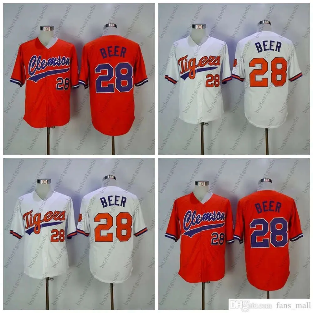 Clemson Tigers Seth Beer 28 Stitched Baseball Jersey White Purple Orange From Fans mall 19.23 DHgate.Com