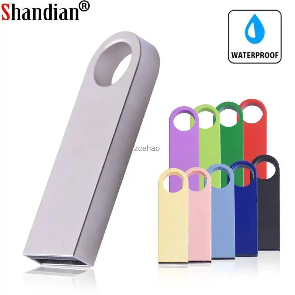 USB Flash Drives SHANDIAN USB flash drive Waterproof Pen drive Silver Memory stick Custom Pendrive Black Free gift 64GB 32GB 16GB 8GB 4GB