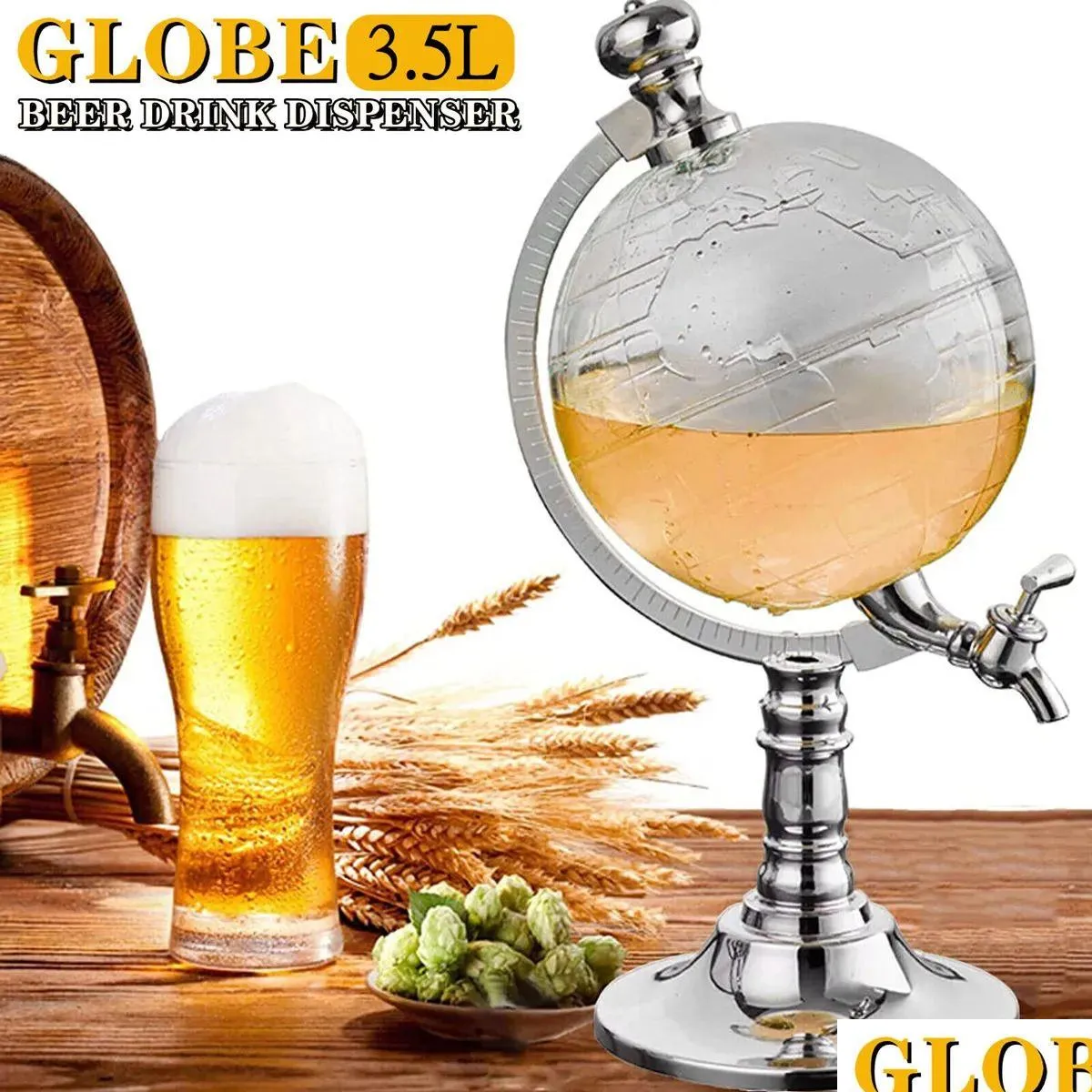 3.5L Globe Decanter Bière Distributeur De Boissons Stations De Vin Alcool Eau Whisky Boisson Liqueur Pour Outils De Bar À Domicile 231228 Livraison Directe Dh6F8