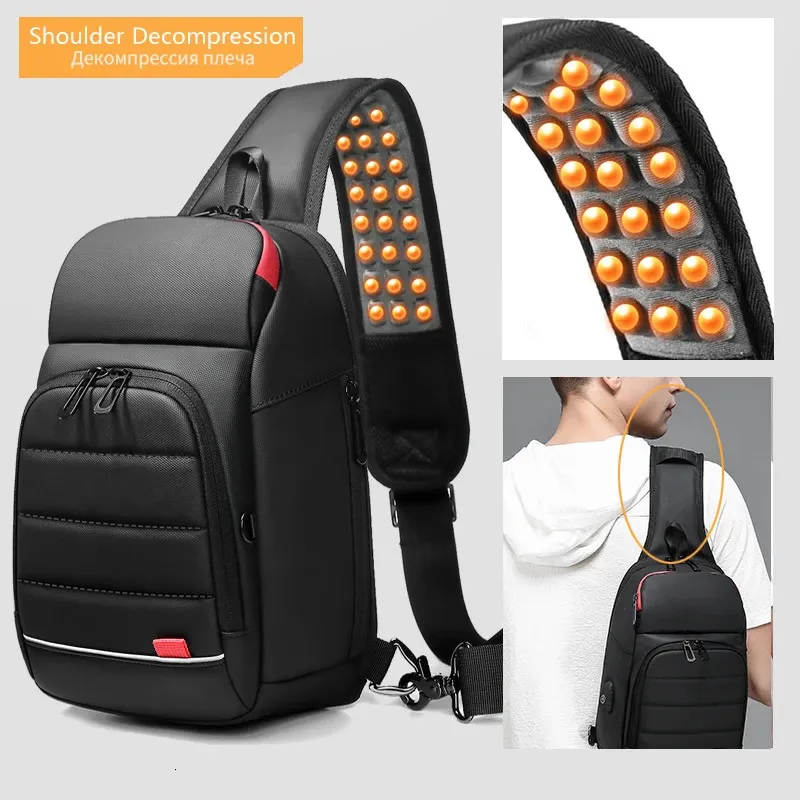 EURCOOL Multifunction Men Chest Bag for 9.7USB Backpack Charging Messenger Handbags Crossbody Shoulder Sling Male Bags Bolsas 240116