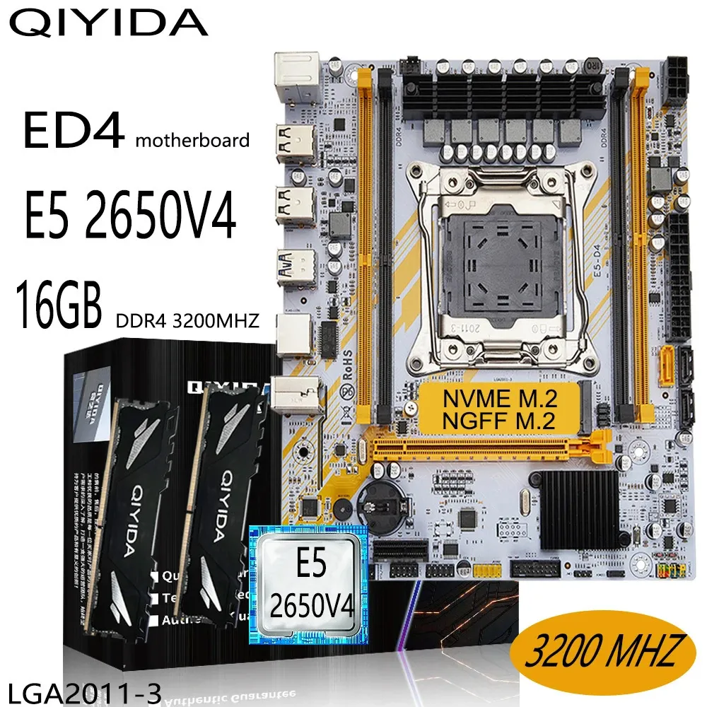 Xeon E5 2650 V4 Motherboard Set: QIYIDA X99 LGA 2011 3 CPU, 16GB 