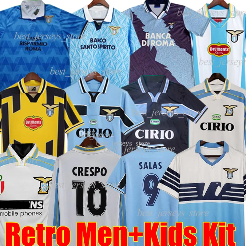 SIMEONE 1989 1990 Lazio Retro Soccer Jerseys Vintage 1991 92 95 98 99 00 01 14 NEDVED SALAS GASCOIGNE NESTA Camisa de futebol clássica VERON CRESPO MIHAJLOVIC Mangas compridas