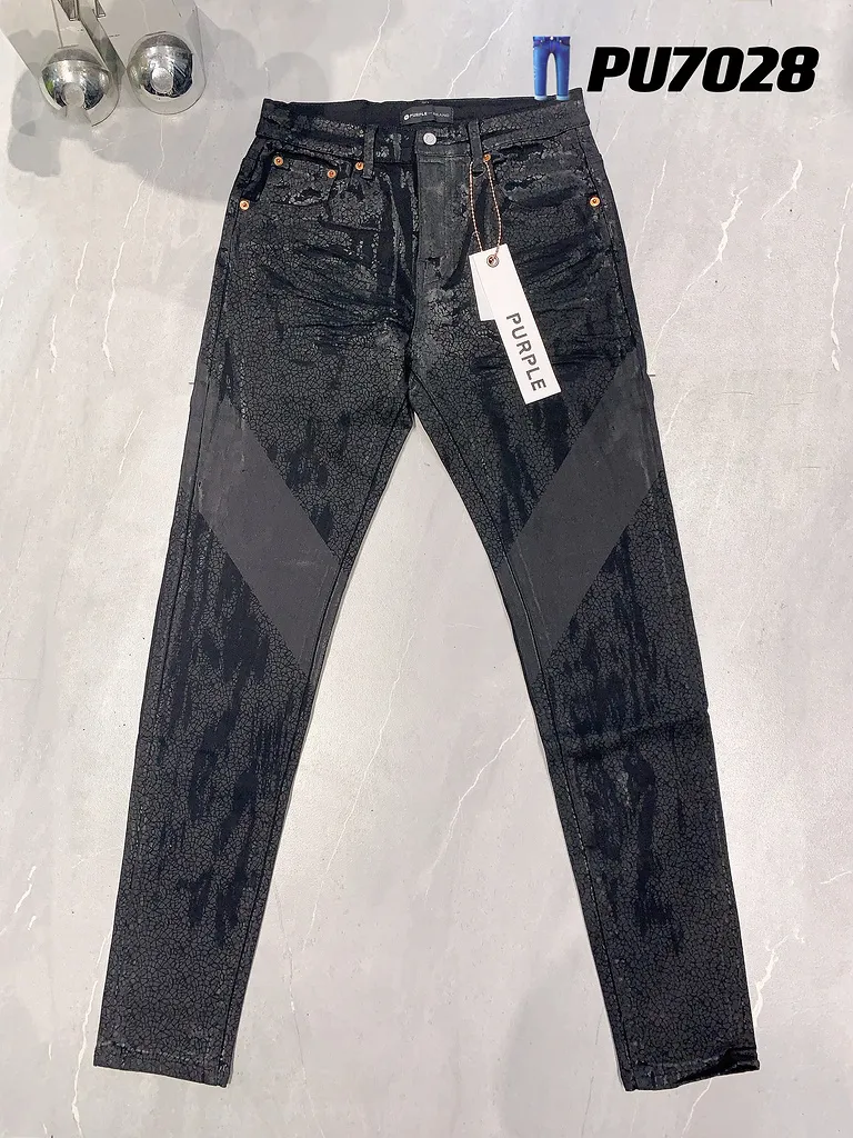 Heren jeans Paarse jeans Designer denim borduurbroek Mode gaten broek Amerikaanse maat 28-40 Hip Hop noodlijdende rits broek rock revival echte mannen jeans8JEF