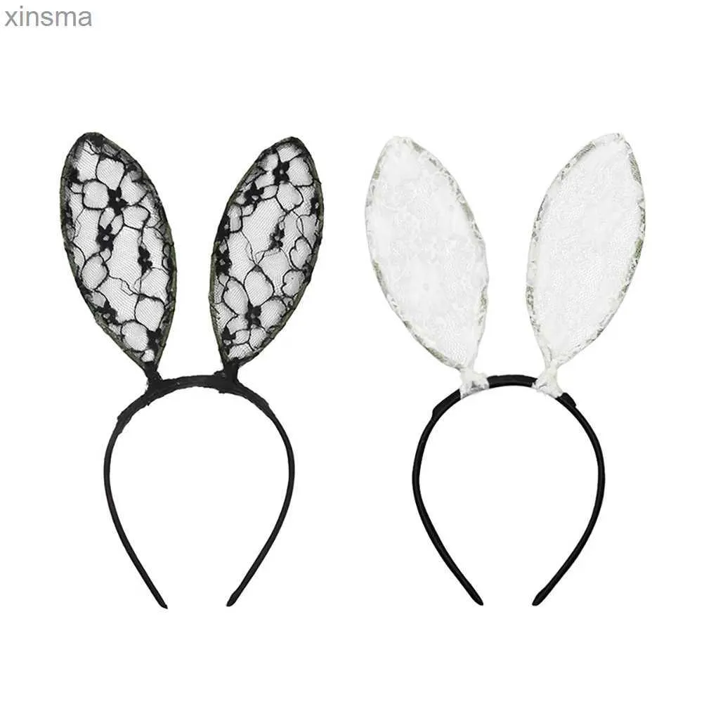 Headbands menina presente coelho orelha cabelo hoop meninas rendas europeu americano coelho orelhas banda criança acessórios para o natal yq240116