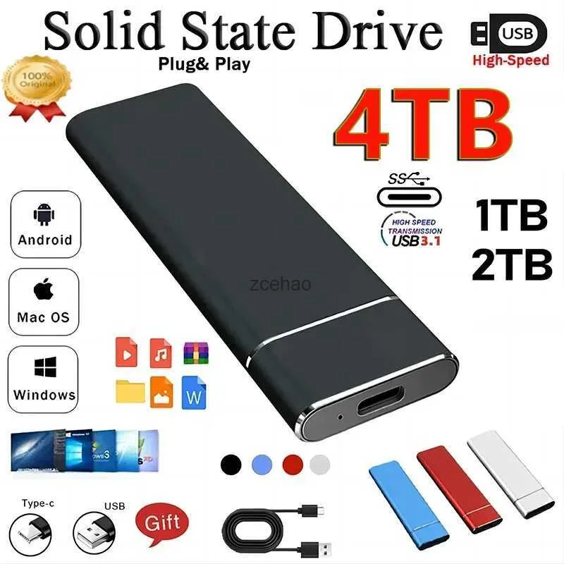 USB Flash Drives Portable SSD1TB External Solid-state Drive 2TB Hard Drive USB 3.1 Type-c High-speed Hard Disk for Laptops/PC/Phones/Mac