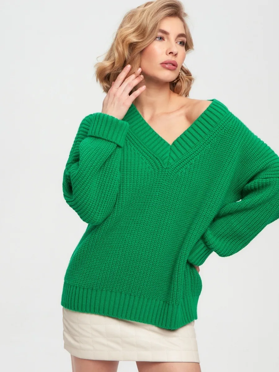 Women`s Sweaters 049 V Neck Loose New Fall Winter European Sweater Women