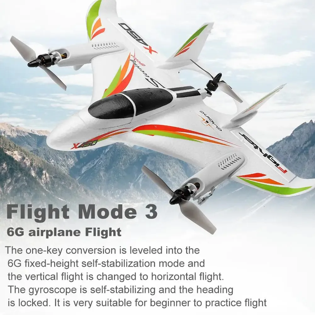 2.4G 6ch X450 3D/6G Rc Decollo verticale Led Rc Aliante Ali fisse Rc Modello di aereo Rtf Telecomando Rc Giocattolo per bambini Regali 240115