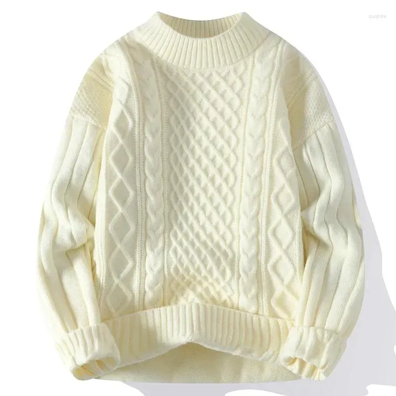 Мужские свитера 2024, зимний свободный пуловер с круглым вырезом, свитер, трикотаж, корейская версия, большой размер, модная повседневная нижняя рубашка