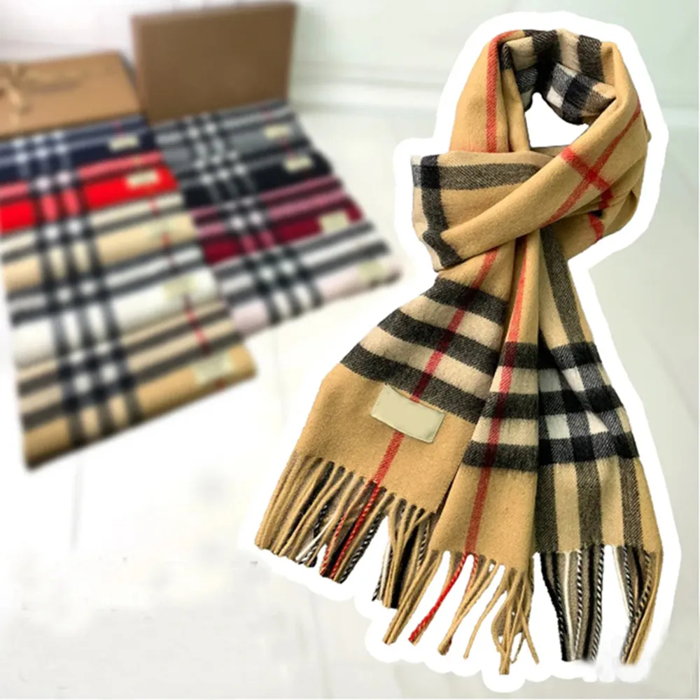 Cashmere Scarf Designer Scarves 180*30cm vinter män kvinnor mjuk tjock sjal master echarpe halsdukar 4 säsong foulard lyx halsve bufanda märke med original box bu02