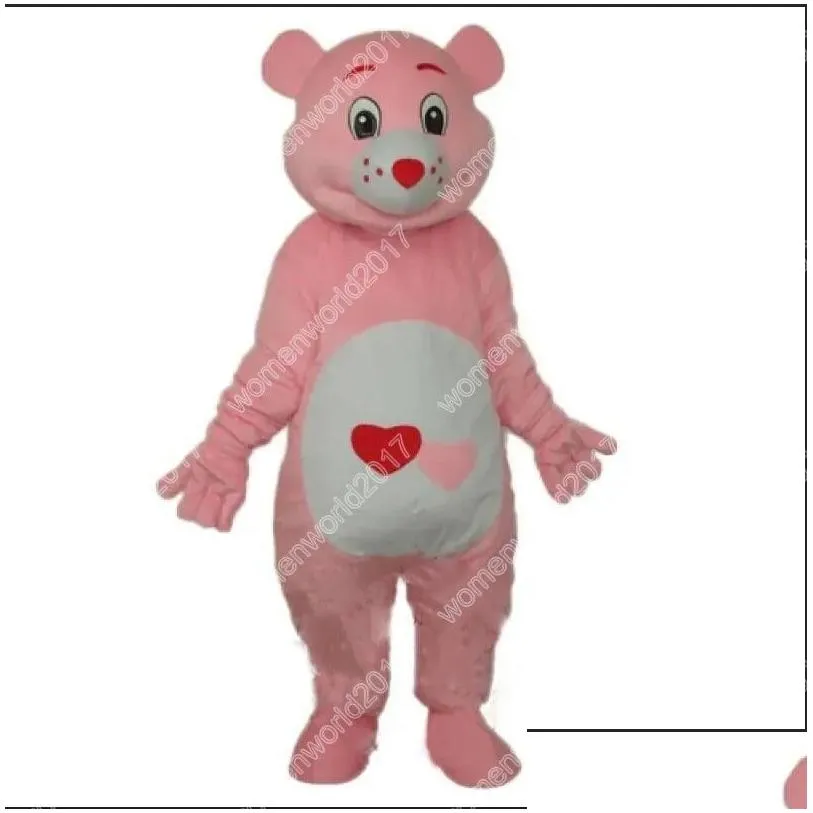 Costumes de mascotte Halloween Fursuit Mignon Costume d'ours de coeur rouge Uni Thème de dessin animé Personnage Carnaval Hommes Femmes Robe de Noël Fantaisie par Otjlr