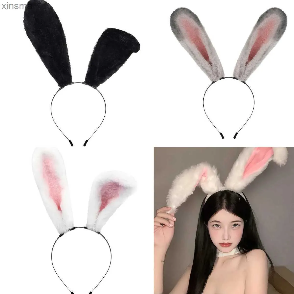 Bandeaux Oreille de lapin bandeau femme étudiants lavage visage bandeau grandes oreilles de lapin bandeaux en peluche printemps cerceau de cheveux YQ240116