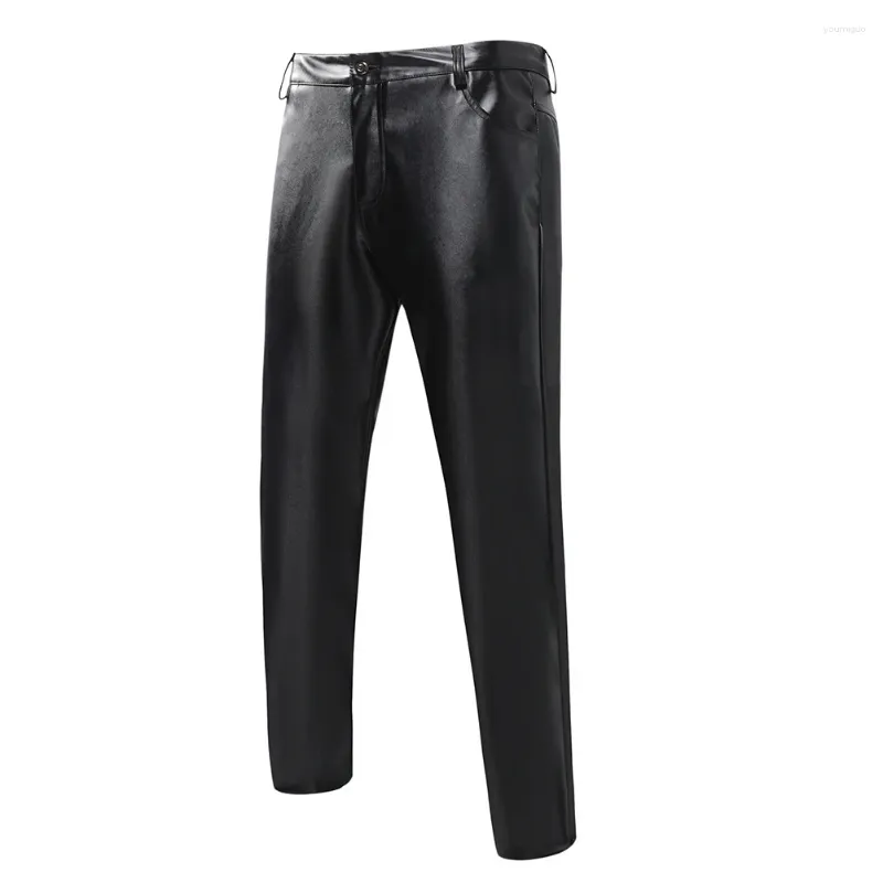 Men's Pants Stand Out From The Crowd With Faux Leather Pencil Slim Fit Long Trousers Black Khaki Grey Blue Or Red