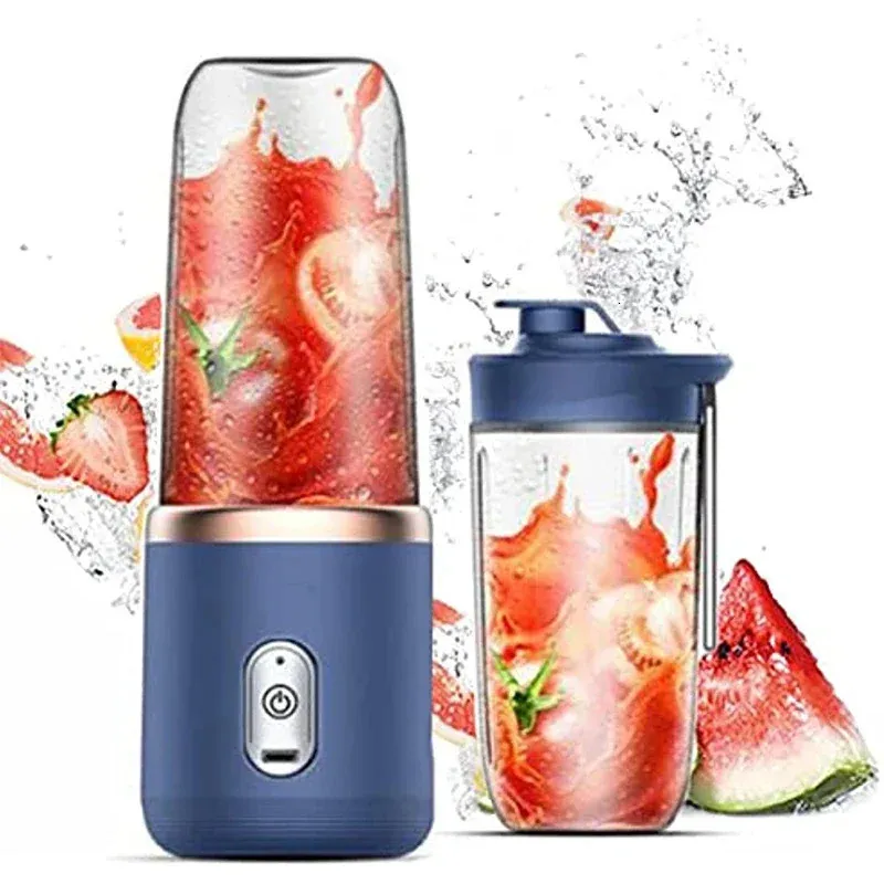 6 Blades Juicer Cup 400ML USB Smoothie Blender Mini Charging Fruit Squeezer Food Mixer Ice Crusher Portable Wireless Juicers 240116