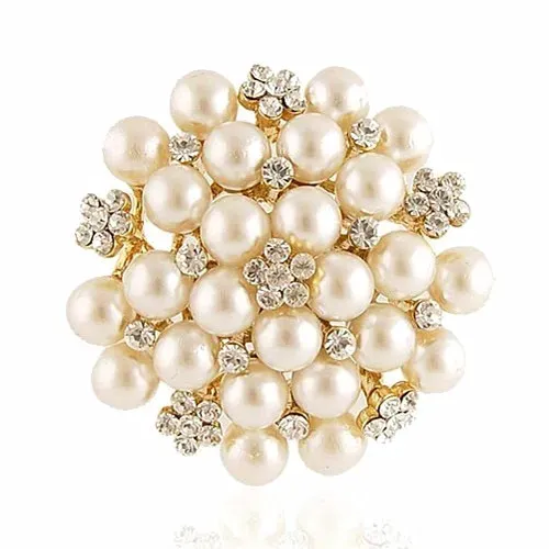Mücevher Pimleri Vintage Gümüş Ton Sahte İnci Pearlcrystal Çiçek Pimi Broş Düğün Kostümü Broş Vintage İmitasyon İnci Çiçek Gelin Buket Pin