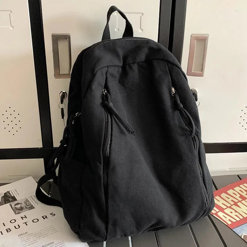 Рюкзак унисекс для студентов, черный качественный мытый холст для любителей, экологически чистый дорожный рюкзак с несколькими карманами, большой рюкзак для влюбленных