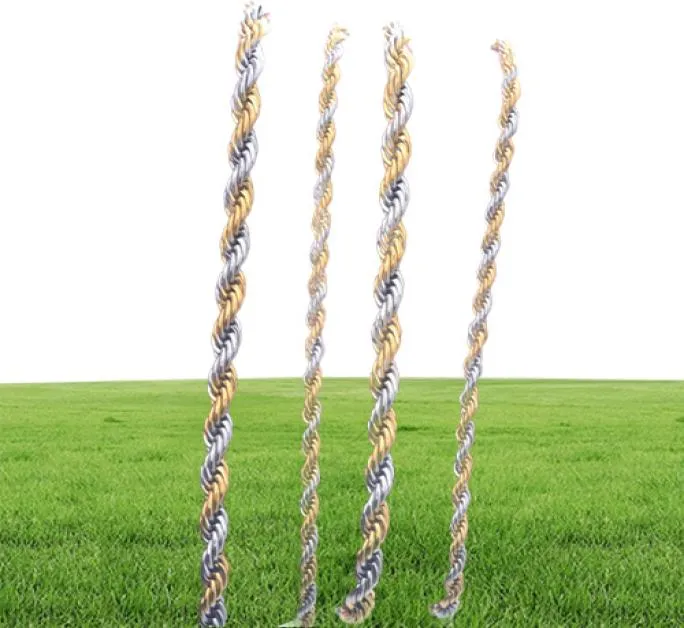 Larghezza 2 mm e 4 mm Catena in corda di acciaio inossidabile Collana in oro Dichiarazione g Collana intrecciata in acciaio inossidabile 316L Catena in oro6015812