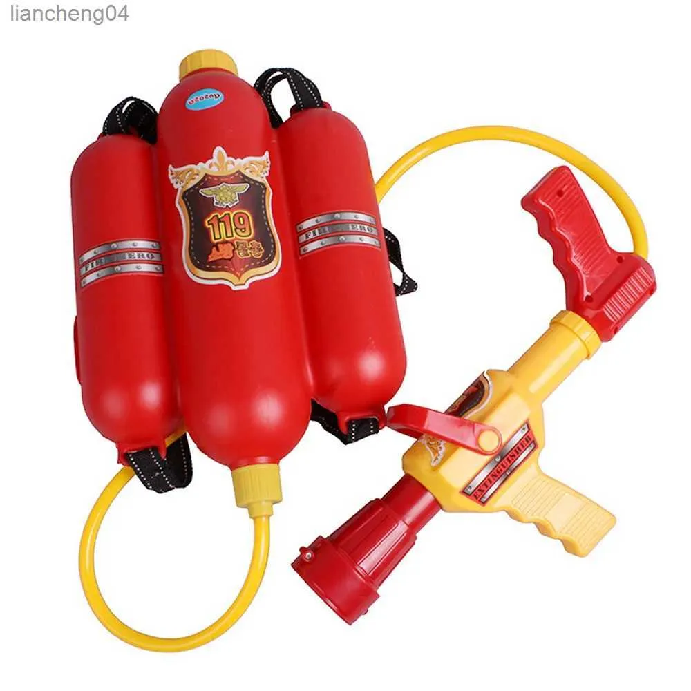 サンドプレイウォーターファン子供の消防士消火器バックパックおもちゃウォーターガンビーチチルドレンズアウトドアトイロールプレイファイヤーマンピストルおもちゃ