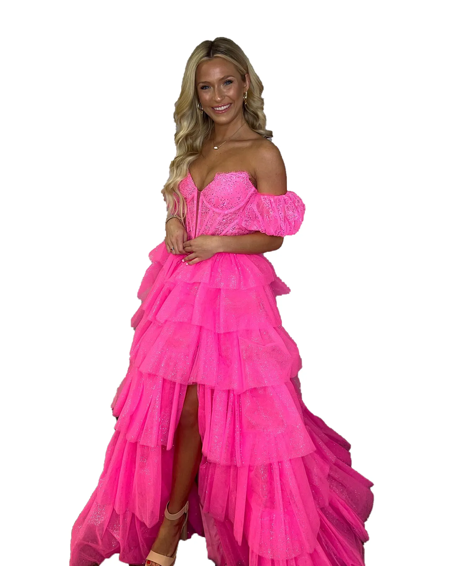 Robe De Bal De Tulle Rose Vif |Robe À Balle Sans Bretelles Pour
