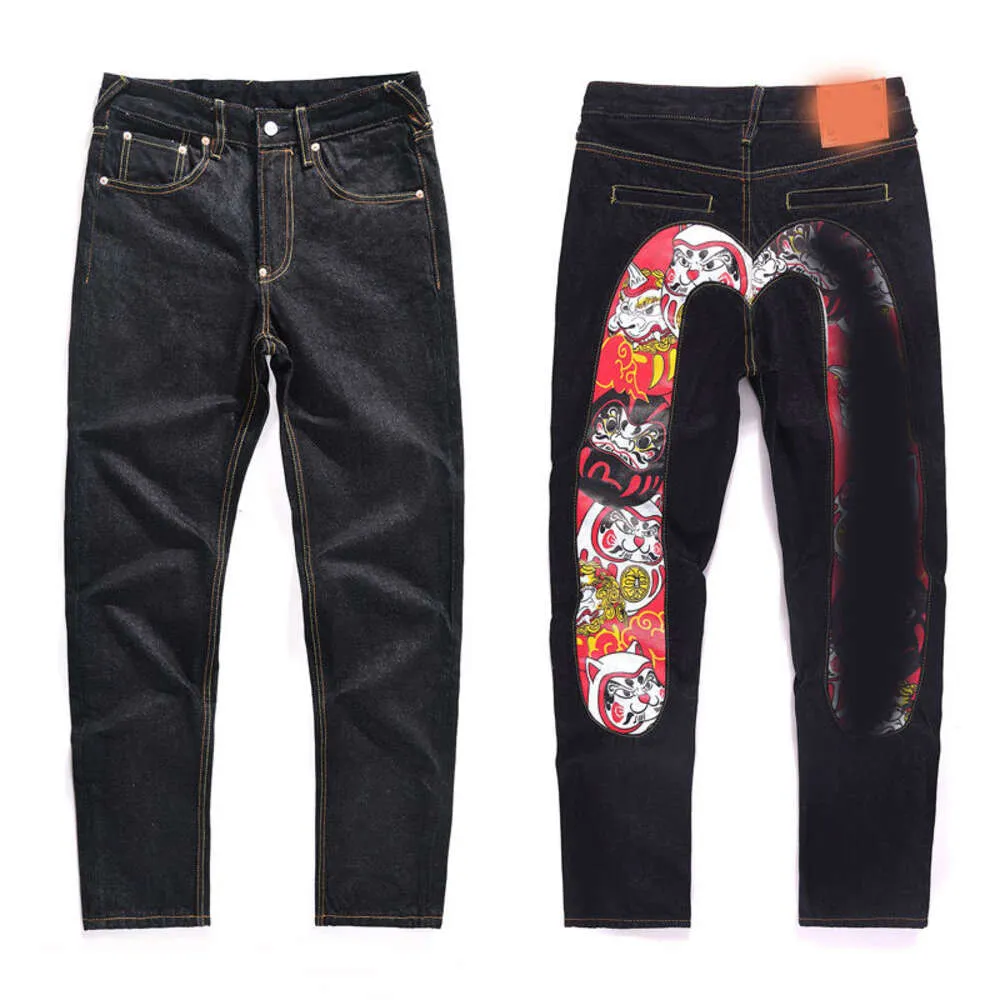 Модные повседневные мужские дизайнерские роскошные джинсы Chaopai Fushen Tang Shida M с принтом в стиле пэчворк, прямые джинсы темно-синие модные брендовые мужские брюки