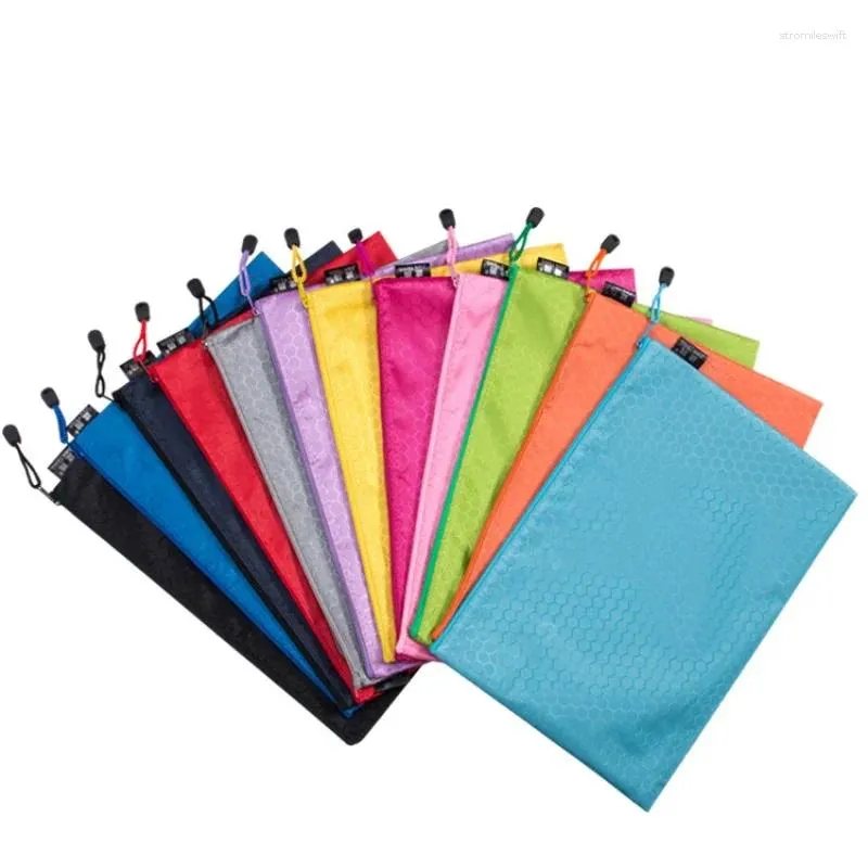 Sacs de rangement 1pc Mesh Zipper Pouch Document Sac étanche Zip File Dossiers A4 Fournitures de bureau scolaire Crayon Case