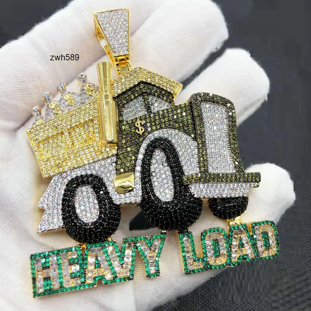 Créateur de bijoux glacé bling 5a cz hommes garçon bijoux entièrement lourde charge argent camion voiture forme hip hop pendentif hip hop